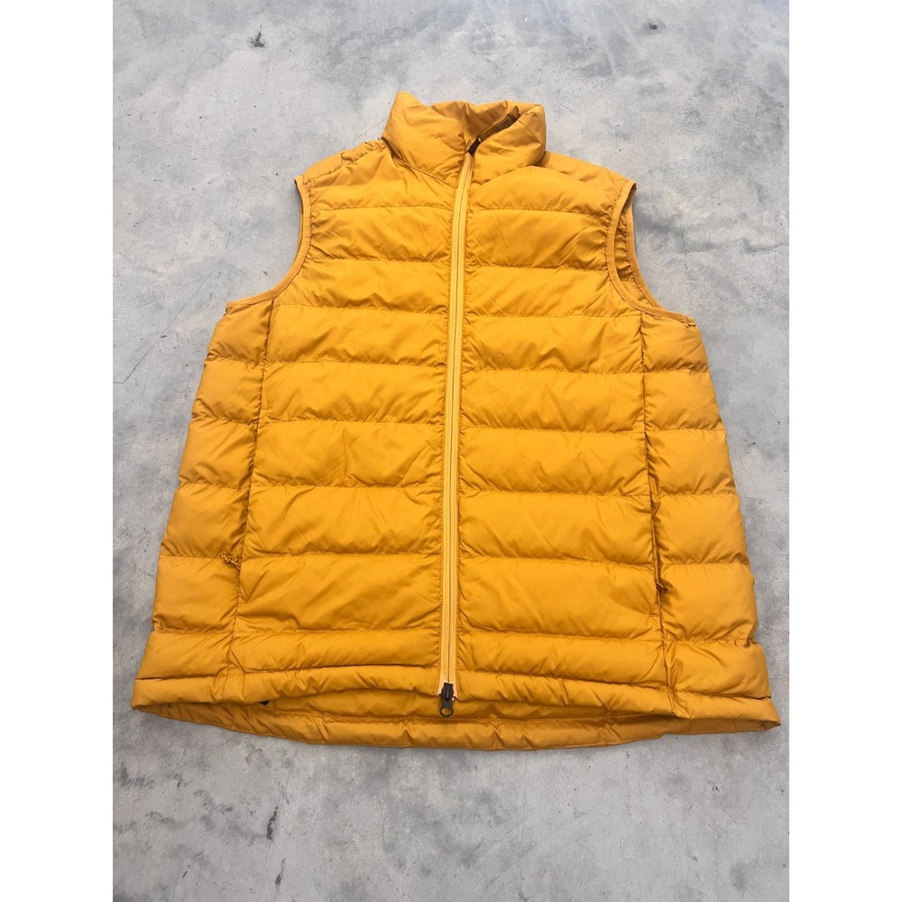 Stoic Puffer Vest Unisex L Mustard Yellow Full Zip Sleeveless Travel Outerwear
